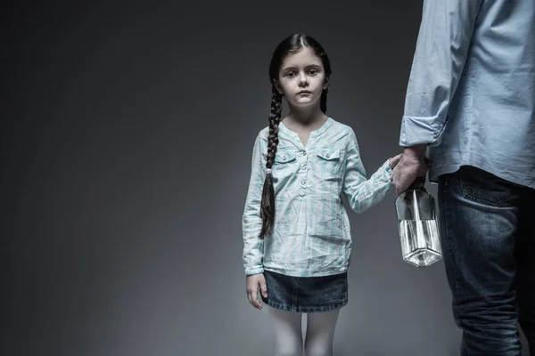 Little girl looking very sad — Stock Photo, Image