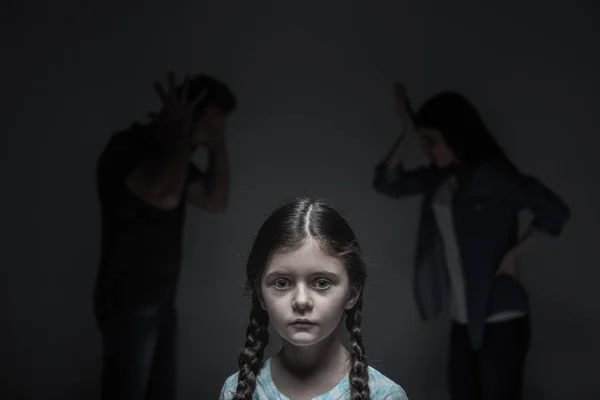 Resentful little girl posing at camera — Stock Photo, Image