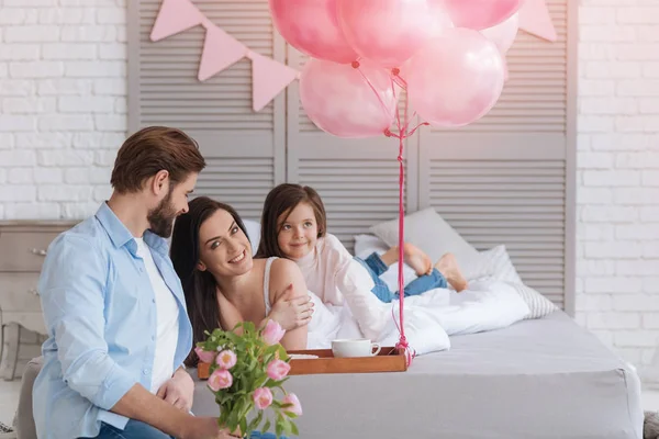 Delighted attractive woman enjoying her morning — Stock Photo, Image