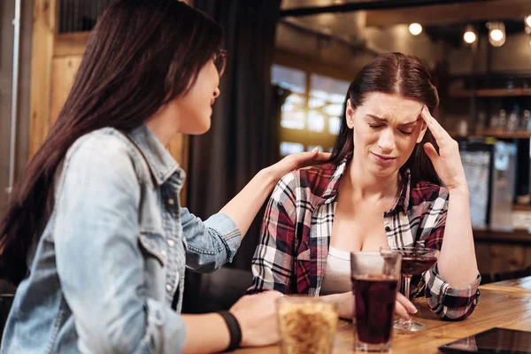 Upset girl keeping her eyes closed — Stock Photo, Image