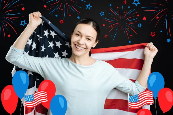 Cidadão alegre da América celebrando o dia da independência — Fotografia de Stock