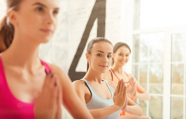 Primer plano de mujeres jóvenes haciendo yoga —  Fotos de Stock