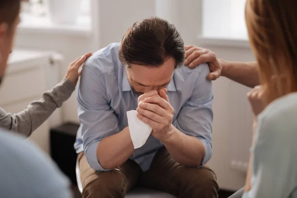 Disappointed worker bowing his head — Stock Photo, Image