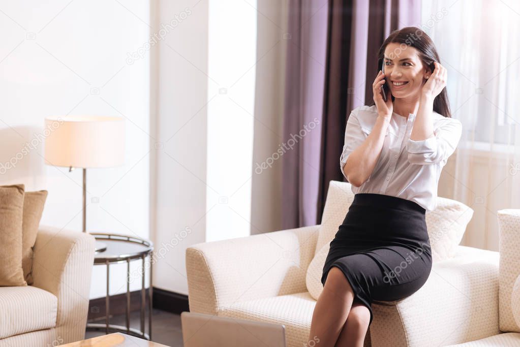 woman having a phone conversation