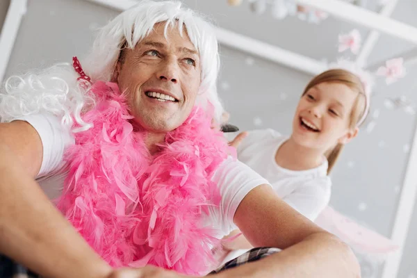 Awesome patient dad allowing changes in his appearance — Stock Photo, Image