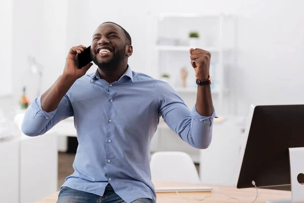 Joyful emotional man being happy — Stock Photo, Image