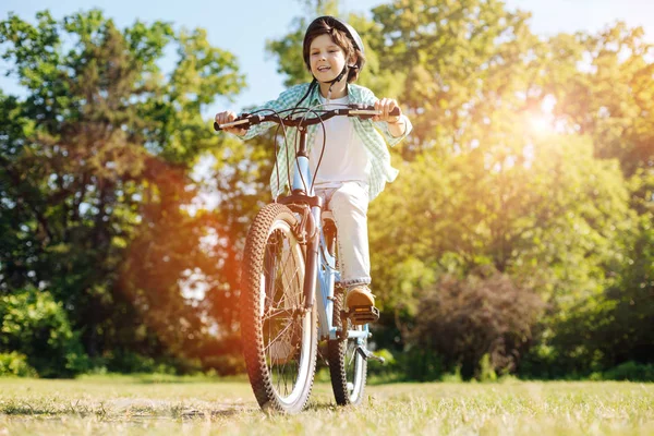 Lively passionate child figuring out new routes — Stock Photo, Image