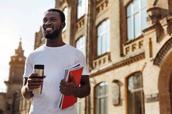 Bright determined guy enthusiastic about studying — Stock Photo, Image