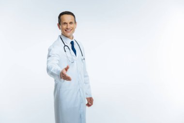 Dost görünümlü tıbbi alt arka plan üzerinde karşılama