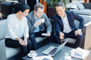 Dizüstü bilgisayar ekranına bakarak güzel akıllı girişimciler