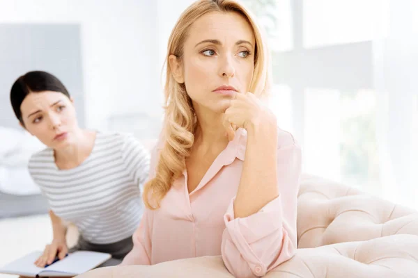 Cheerless gloomy woman feeling depressed — Stock Photo, Image