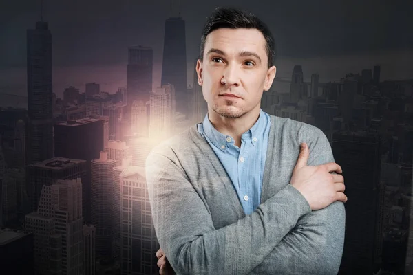 Pensive young gentleman thinking about something serious — Stock Photo, Image