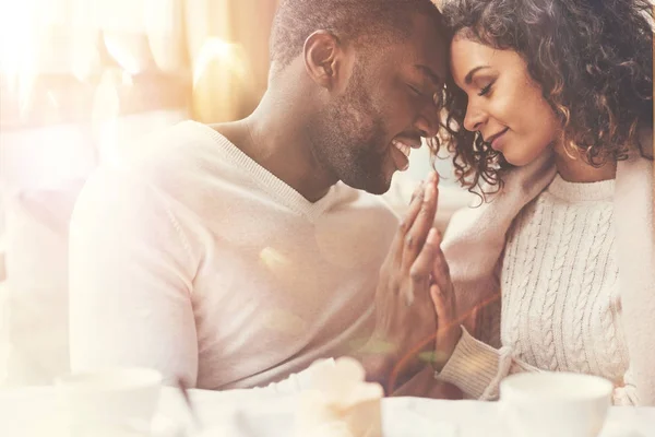 Happy delighted couple enjoying being together — Stock Photo, Image