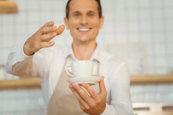 Selective focus of a cup of coffee — Stock Photo, Image