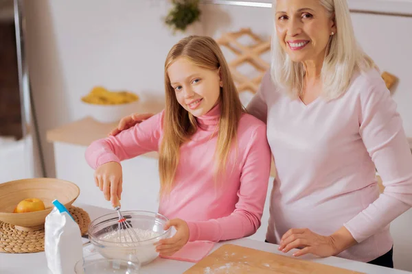 Nice young girl being in the kitchen — Stock Photo, Image