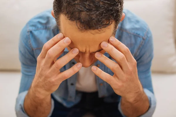 Unhappy disappointed  man thinking about his situation — Stock Photo, Image