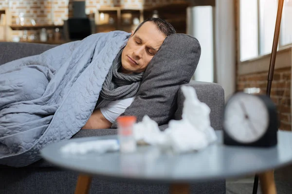 Tired freelancer sleeping after work — Stock Photo, Image