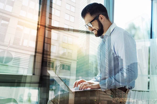 Pleasant bearded bespectacled man — Stock Photo, Image