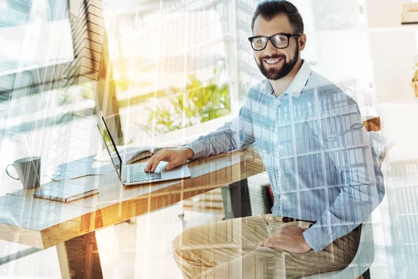 Bearded handsome bespectacled man — Stock Photo, Image