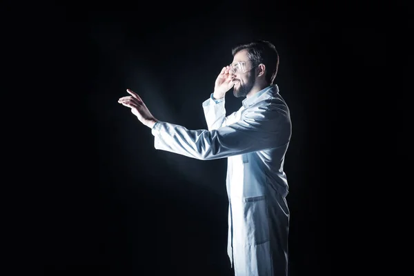 Happy delighted man standing in his lab — Stock Photo, Image