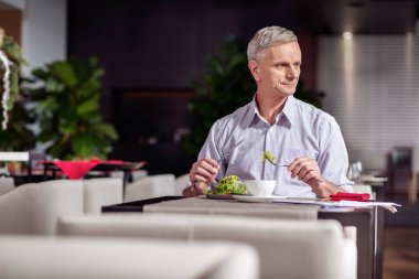 Öğle Yemeği zevk meditative olgun adam