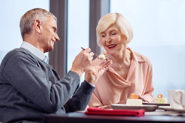 Reifes Paar teilt Wüste — Stockfoto