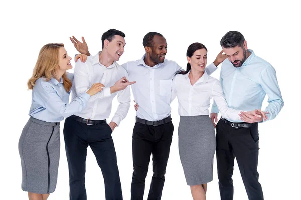 Delighted co-workers having a break and laughing — Stock Photo, Image