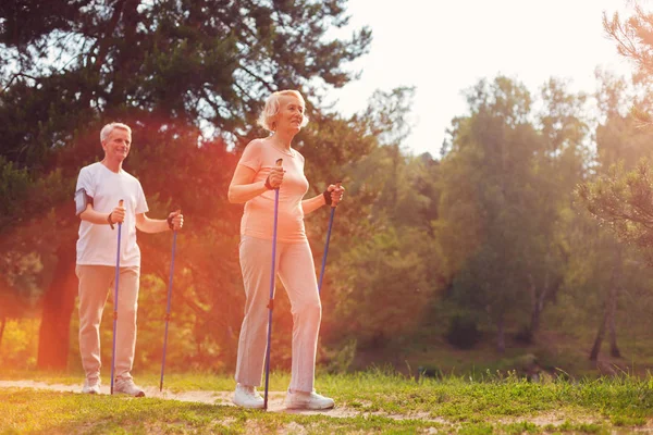 Anziani coppia avendo una passeggiata insieme — Foto Stock