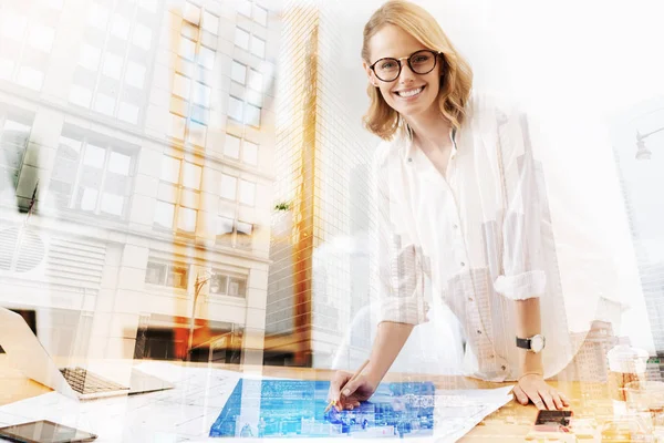 Beautiful designer spending working time in the office — Stock Photo, Image