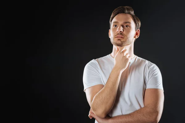 Deep clever man standing and thinking. — Stock Photo, Image