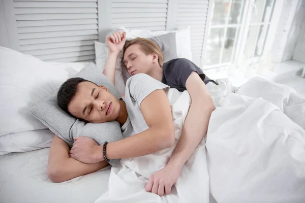 Calm gay couple slumbering — Stock Photo, Image