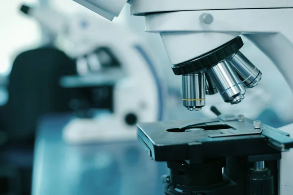 Close up of microscope that being ready for experiments — Stock Photo, Image