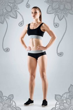 Bir fotoğraf için poz ve ciddi seyir sakin sporcumuz