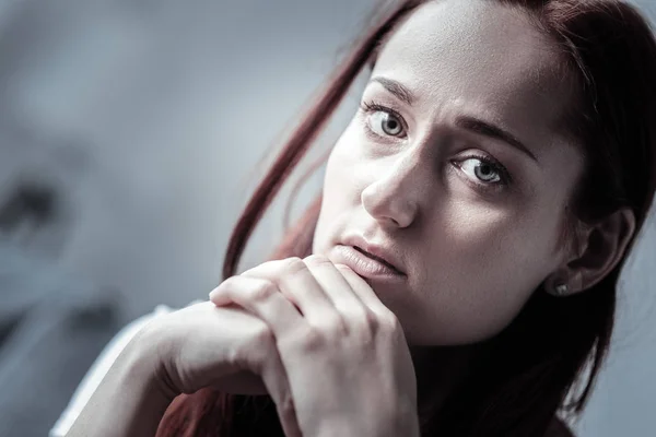 Mournful painful woman immersing in depression — Stock Photo, Image