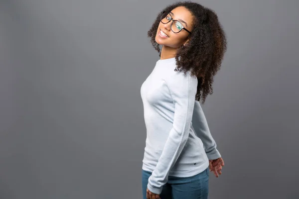 Joyful female student looking at you — Stock Photo, Image