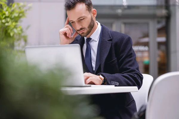 Freundliche brünette Geschäftsmann arbeitet an seinem Projekt — Stockfoto