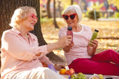 Sağlıklı yaşam tarzlarını tartışan mutlu kadınlar
