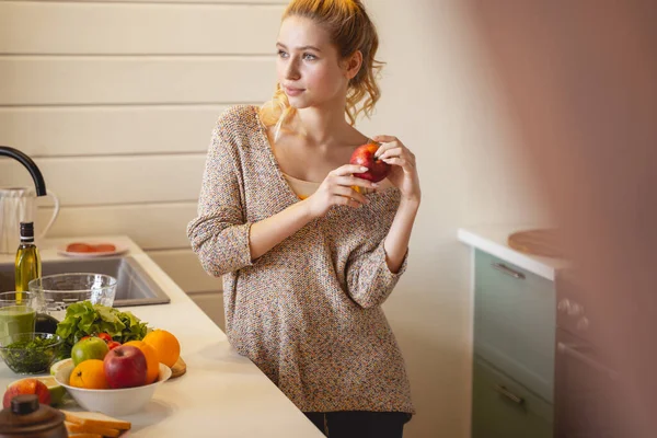 Close up of kind female that being in the kitchen — Stock Photo, Image