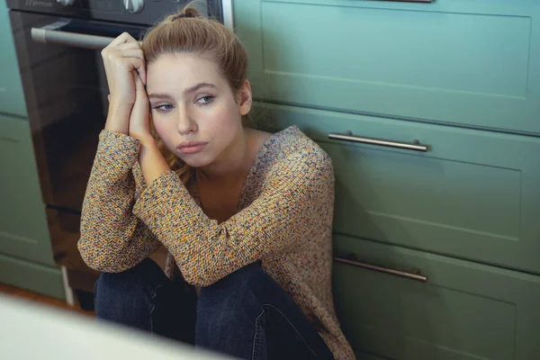 Close up of young female that having depression — Stock Photo, Image