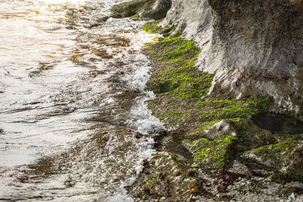 Waves coming to rocky shore stock photo — Stock Photo, Image