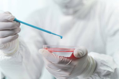 Competent researcher doing blood expertise in the lab