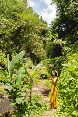 Tatlı esmer kız yolda dikiliyor