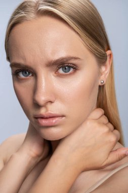 Blonde woman gazing in front of her