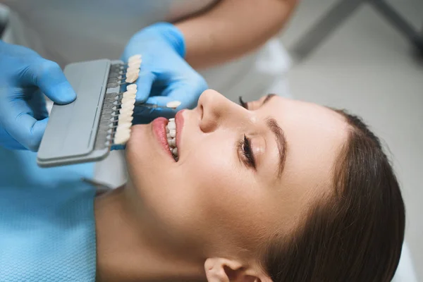 Woman preparing for teeth care stock photo — Stock Photo, Image