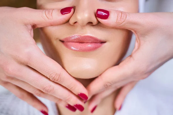 Young female at beauty salon stock photo