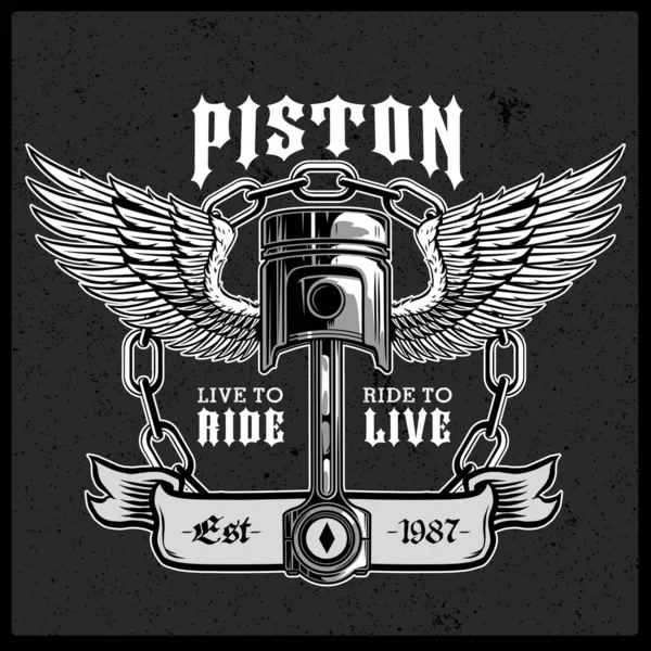 Piston with wings emblem vector illustration — 스톡 벡터