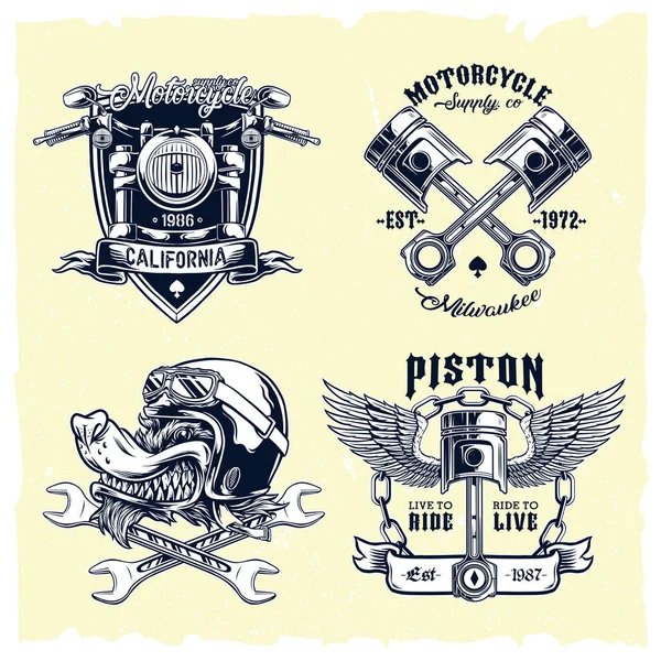 Vector set of classic motorcycle badge. object logo illustration — Stock Vector