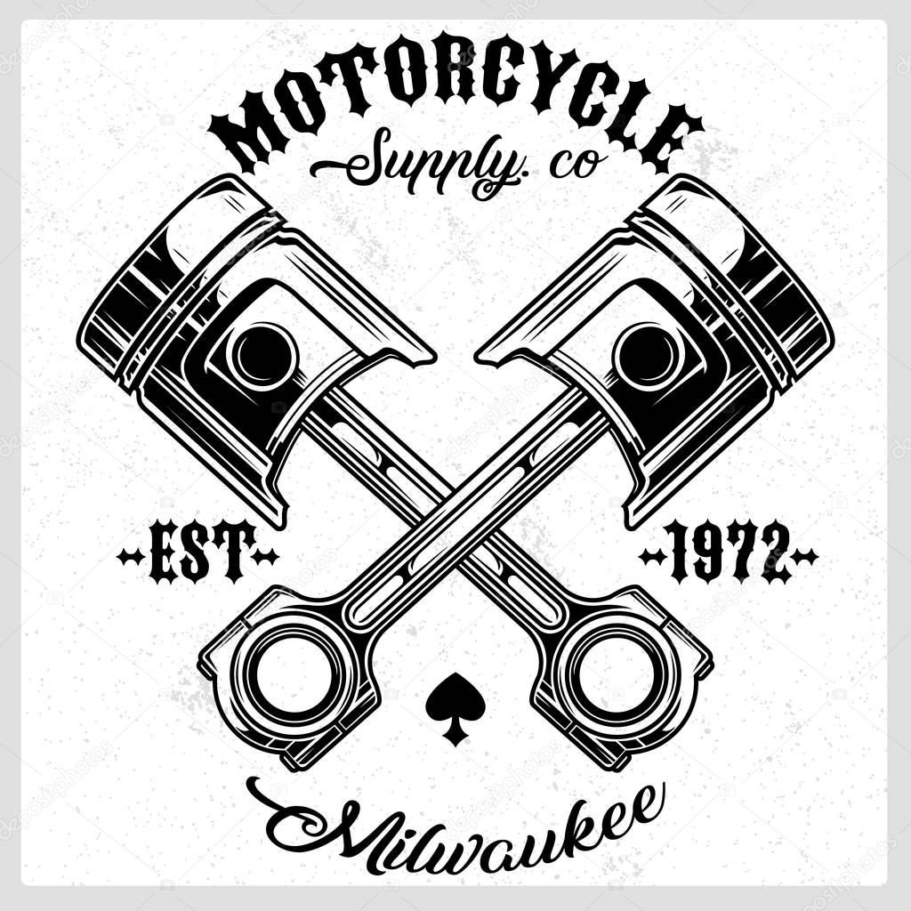 Motorcycle piston emblem vector illustration is great product will be awesome for poster design, t shirt prints, signboards, logo, and many more.