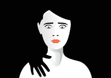 hand touching woman shoulder vector illustration.