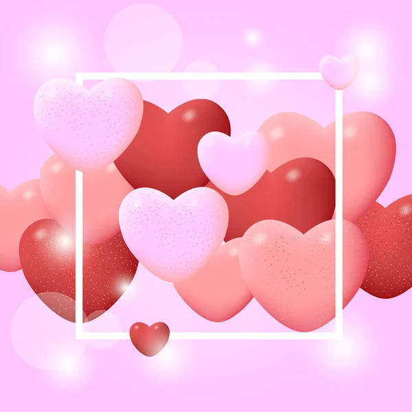 Stock vector día de San Valentín con globos en forma de corazón fondo de pantalla, volantes, invitación, carteles, folleto, banners plantilla de diseño — Vector de stock